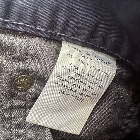 Rag & Bone standard issue fit 2 distressed Navy men’s button fly pants size 34 - Picture 8 of 11